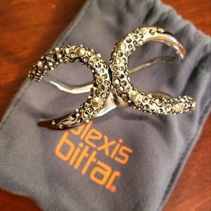 Alexis Bittar Rhodium Tone Hinge Bangle Bracelet